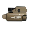 Olight PL-Mini 2 Valkyrie weaponlight, desert tan, rechargeable, compact, with adjustable rail and quick mount.