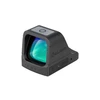 Olight Osight red dot sight, black, green power indicator, top control button, angled view