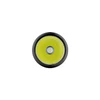 Bright LED flashlight head with a large yellow lens and central white emitter