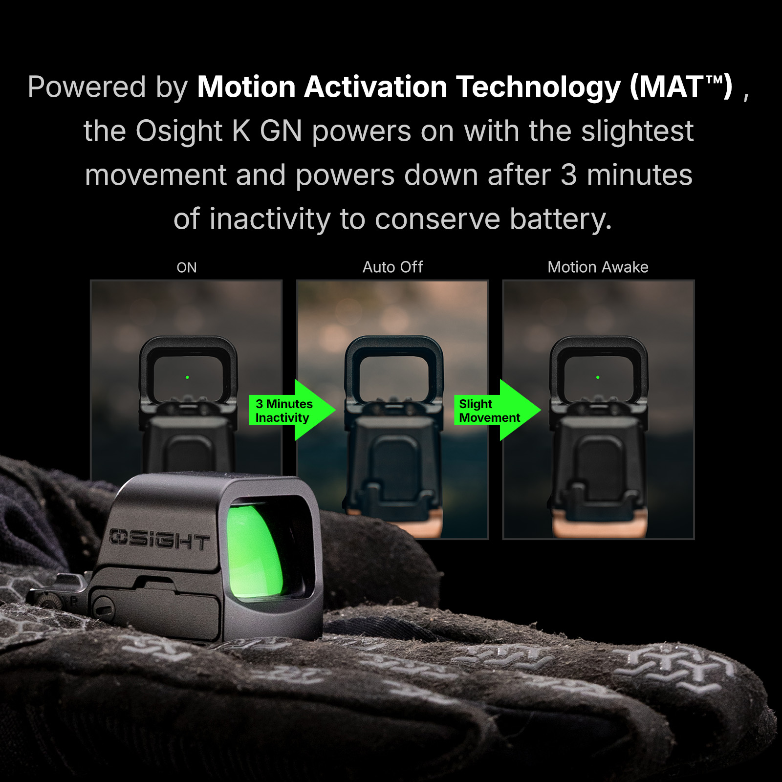 Osight K Open Reflex Red Dot Optic RMSc Motion Sensor Sight