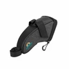 Black and gray bicycle top tube bag with straps and zipper, logo "DLIFE" on side