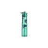 Olight I3E EOS flashlight in turquoise with palm tree pattern, a compact and portable lighting tool for everyday carry.