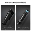 Olight black Seeker 4 Pro flashlight with USB-C and magnetic charging capabilities for versatile power.