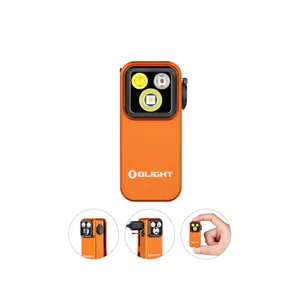Olight Orange OCLIP PRO textured multi-LED work light front view for everyday carry and outdoor tasks.
