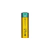 Olight 2100mAh 1.2V Ni-MH AA battery, yellow and green casing, positive and negative terminals visible