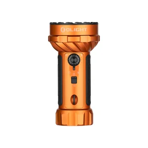 Olight Marauder Mini powerful orange rechargeable LED flashlight with multi-color beam options and rotary switch knob