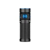 Olight Black Baton 4 Premium Edition Front View with Blue Accents and Textured Body for Everyday Carry