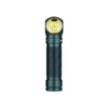 Olight angled flashlight, dark teal, three LED emitters, textured grip.