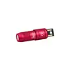Red iMini 2 compact rechargeable LED keychain flashlight with USB charging.