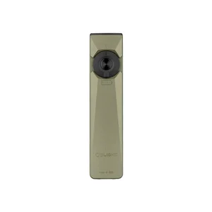 Olight Army Green Arkfeld Ultra Flashlight Front View with Black Rotary Switch and Battery Indicator for Everyday Carry