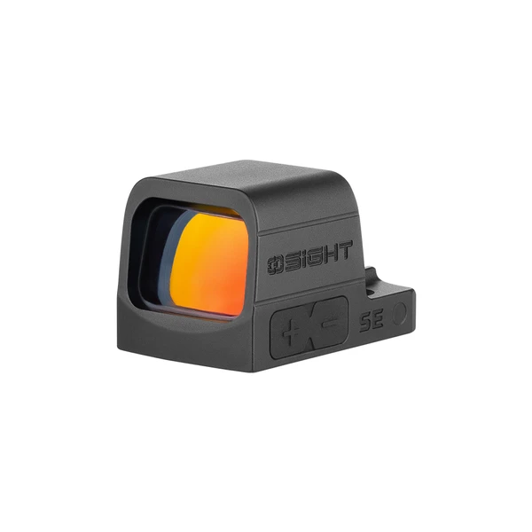 Olight Black Osight SE Red Dot Sight Angled View with Coated Lens and Brightness Control Buttons for Tactical Hunting