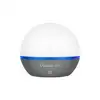 Olight Obulb Pro spherical grey and white LED lantern with blue trim isolated on white background