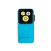 Olight blue marble textured flat flashlight with triple LED emitters on white background