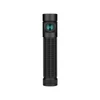 Olight Black Baton 4 Pro Premium Edition Flashlight front view with textured grip and teal button for outdoor adventures
