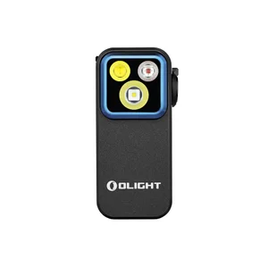 Olight Black Oclip Pro Front View with Multi-LEDs and Blue Accent for Everyday Carry and Versatile Lighting