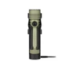 Olight OD Green Seeker Ultra Flashlight in Black Charging Holster with USB Cable Connected for Tactical and Outdoor Use