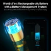 Rechargeable AA battery with battery management system, syncing with Ostation 2 Pro for monitoring and optimized charging.