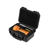 Olight orange tactical flashlight stored in a rugged black protective hard case with custom foam insert