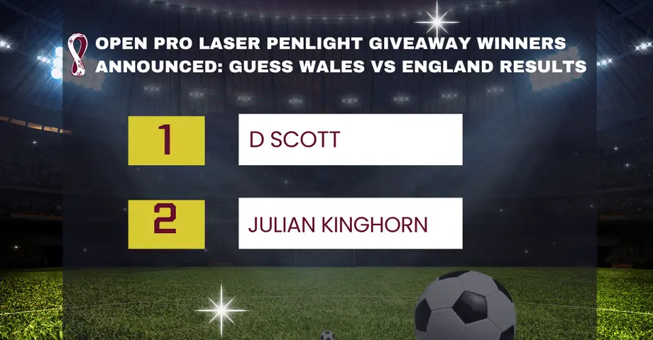 Open Pro Laser Penlight Giveaway Winners Announced: Guess Wales vs England Results