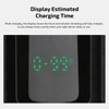 Digital screen showing estimated charging time with green LED display on a black device surface.
