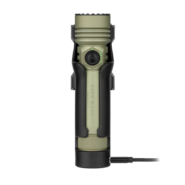 Olight OD Green Seeker Ultra Flashlight in Charging Holster with USB Cable for Tactical and Outdoor Gear Use