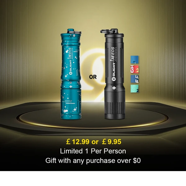 Olight i3E EOS LED keychain flashlight, choice of blue K00001234 or black J00000001, for £12.99 or £9.95.