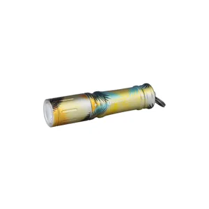 Olight Yellow Palm Tree I3E EOS Keychain Flashlight Side View with Split Ring for Everyday Carry and Travel use
