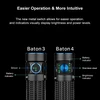 Olight Baton 4 Premium Edition flashlight with new metal switch and intuitive brightness, battery level indicators.