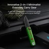 2-in-1 EDC folding pocket knife and flashlight with green and red splatter handle design