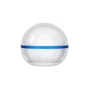 White spherical diffuser with transparent outer shell and blue band
