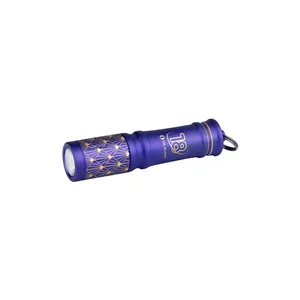 Olight Purple i3E EOS Flashlight with Gold Pattern and Keychain for Everyday Carry