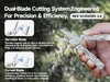 NexTool Nex-Scissors 2.0 dual-blade cutting system featuring serrated and curved blades for precise cutting.