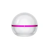 White spherical cosmetic cream container with a metallic pink middle band featuring a breast cancer awareness ribbon