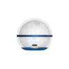 White spherical night light projector with cloud, star, sun patterns, blue band, and USB-C port.