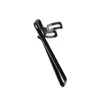 Glossy black metal pocket clip accessory isolated on a white background