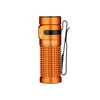 Olight Orange Baton 4 Premium Edition flashlight with textured body and pocket clip, for everyday carry and illumination.