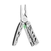 NexTool stainless steel multi-tool pliers with open handles, showing wire cutters and a green accent light on white background