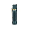 Olight Perun 3 dark green right-angle flashlight with golden clip.