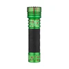 Olight Seeker 4 Pro flashlight with green and red "blood splatter" design and textured grip for Halloween or tactical use.