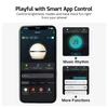 Smartphone screen displaying a smart lamp control app interface with various settings and functions.