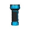 Blue Marauder Mini 2 powerful LED flashlight with textured black grip on white background