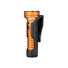 Orange Prowess flashlight with textured grip in a black holster, ideal for outdoor adventures and security use