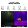TOPDON TS004 thermal monocular specs: 256x192 IR, 50Hz, 13mm focal length, 410m detection, 91m recognition range. Low light and thermal imaging comparison.