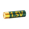 1.5V rechargeable lithium-ion battery in a green and gold design on a white background.