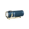 Olight Blue Baton 4 Premium Edition Side View with Textured Grip and Gold Accents for EDC and Outdoor Activities