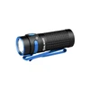 Olight Black and Blue Baton 4 Premium Edition Tactical Flashlight with Textured Body and Pocket Clip for Everyday Carry