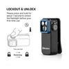 Olight Black OCLIP PRO clip light with blue bezel, featuring front lights and side dial, demonstrating lockout for secure portable use.