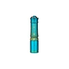 Olight i3E EOS teal and gold textured mini keychain flashlight isolated on white background