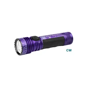Olight Purple Seeker 4 Pro Flashlight with Circuit Board Pattern, Side View for Everyday Carry and Illumination