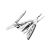 NexTool stainless steel multi-tool featuring pliers scissors file knife and ruler isolated on white background